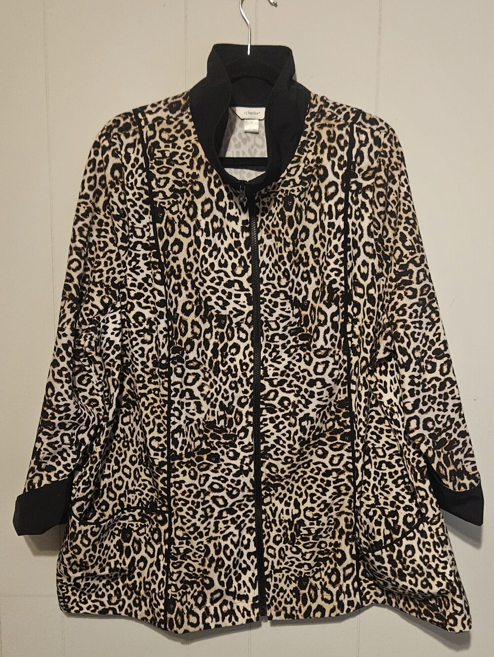 CJ Banks Leopard Print Zip Jacket - Black & Tan